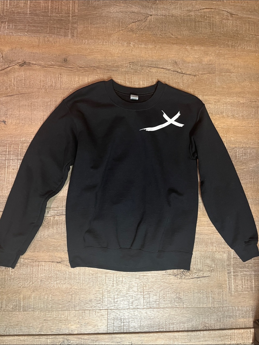 “Jesus has my back” Gildan Black Crewneck Sweatshirt with White Cross